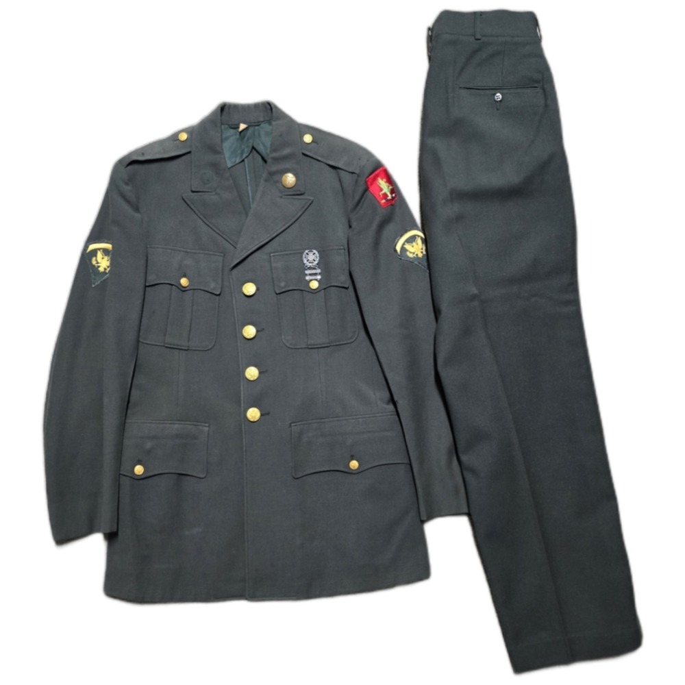 U.S. Army Green Dress Uniform Jacket & Pants Set Military Mens 37R Vietnam 1950s